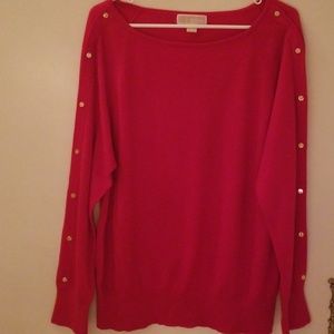 Michael Kors Red Sweater with Gold Button Detail